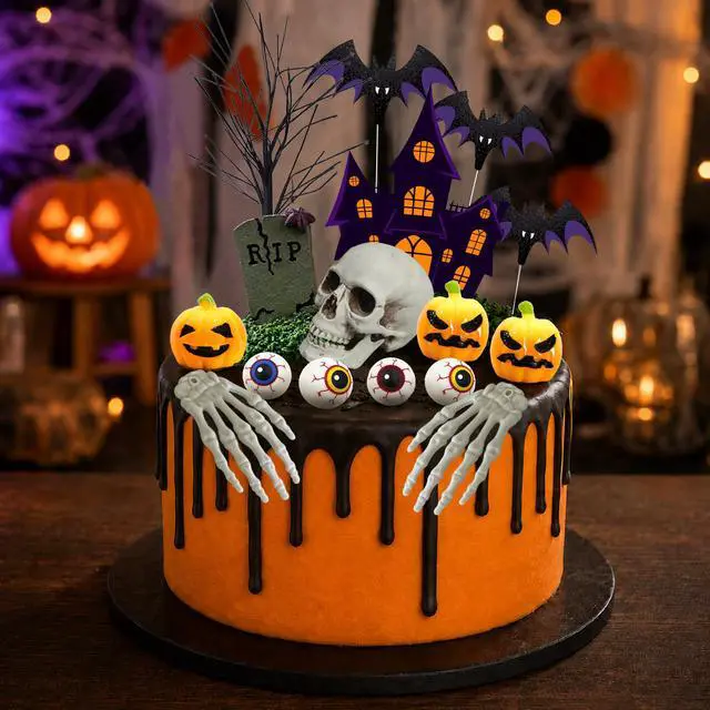 Alt view image 2 of 6 - 17pcs Halloween Cake Decorations for Halloween Party Decoration Supplies,Halloween Party Cake Decorations,Halloween Cake Toppers Cupcake Toppers,Trick Or Treat Cake Topper