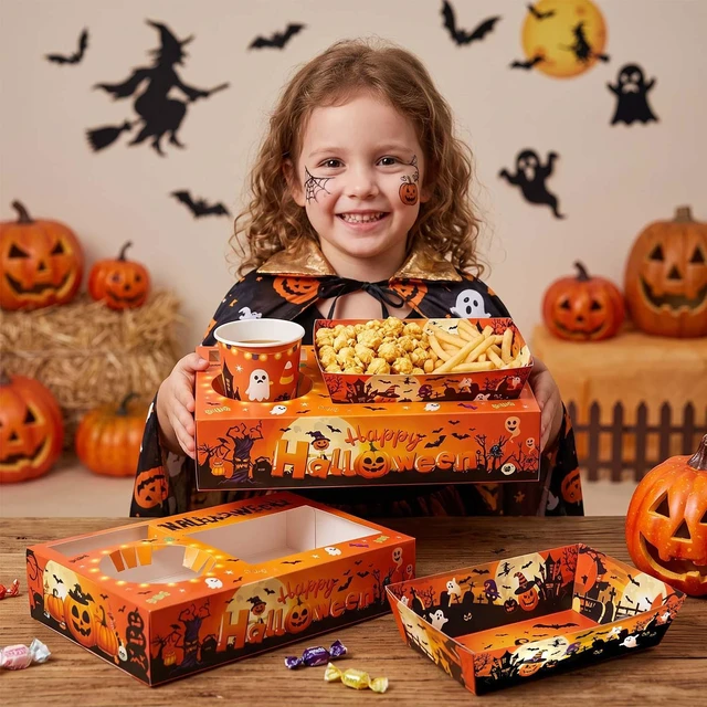 Alt view image 2 of 7 - 40pcs Halloween Movie Night Snack Tray for Halloween Party Decorations,Halloween Movie Snack Tray,Halloween Movie Night Snack Box,Trick Or Treat Snack Tray,Trick Or Treat Party Supplies