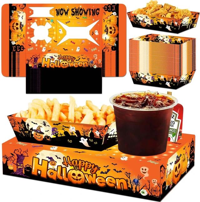 Main image of 40pcs Halloween Movie Night Snack Tray for Halloween Party Decorations,Halloween Movie Snack Tray,Halloween Movie Night Snack Box,Trick Or Treat Snack Tray,Trick Or Treat Party Supplies