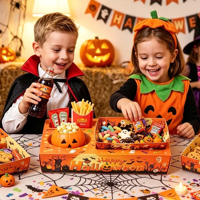 Alt view image 4 of 7 - 40pcs Halloween Movie Night Snack Tray for Halloween Party Decorations,Halloween Movie Snack Tray,Halloween Movie Night Snack Box,Trick Or Treat Snack Tray,Trick Or Treat Party Supplies