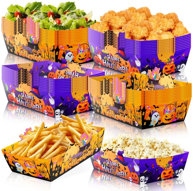 Main image of 36 Pcs Halloween Paper Serving Trays Halloween Popcorn Trays Halloween Snack Trays Halloween Paper Food Trays Trick Or Treat Paper Food Trays for Halloween Party Decorations Supplies