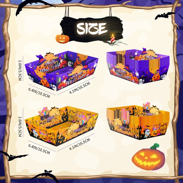 Alt view image 6 of 7 - 36 Pcs Halloween Paper Serving Trays Halloween Popcorn Trays Halloween Snack Trays Halloween Paper Food Trays Trick Or Treat Paper Food Trays for Halloween Party Decorations Supplies