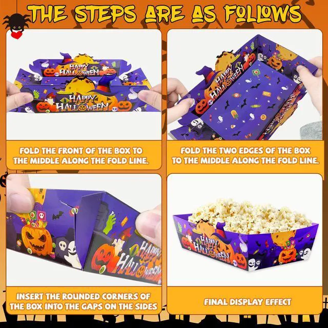 Alt view image 5 of 7 - 36 Pcs Halloween Paper Serving Trays Halloween Popcorn Trays Halloween Snack Trays Halloween Paper Food Trays Trick Or Treat Paper Food Trays for Halloween Party Decorations Supplies