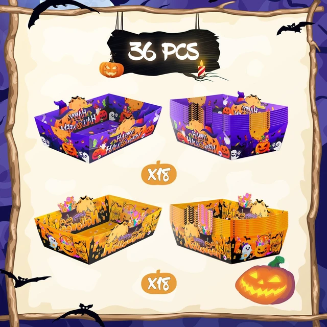 Alt view image 7 of 7 - 36 Pcs Halloween Paper Serving Trays Halloween Popcorn Trays Halloween Snack Trays Halloween Paper Food Trays Trick Or Treat Paper Food Trays for Halloween Party Decorations Supplies