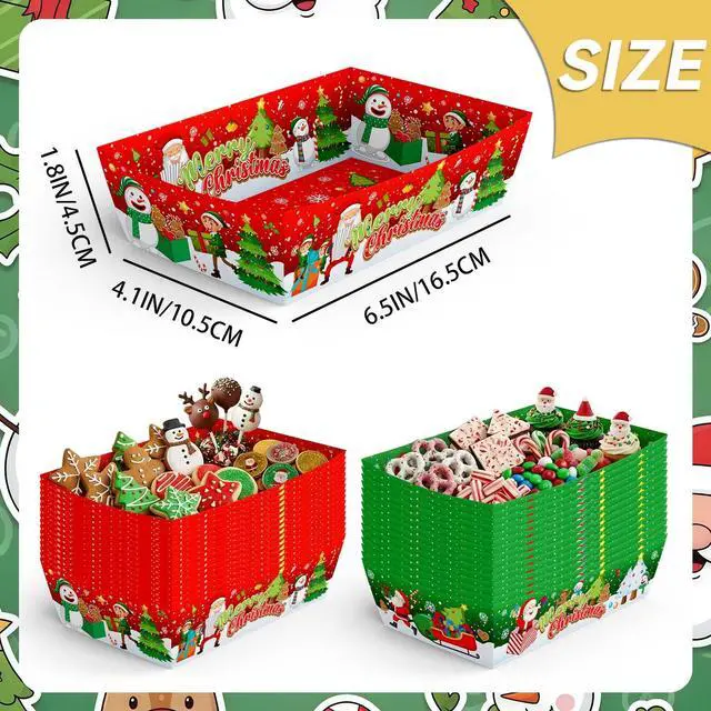 Alt view image 6 of 7 - 36 Pcs Christmas Serving Trays Christmas Popcorn Trays Christmas Food Trays Christmas Snack Trays for Christmas Party Decorations/Christmas Table Decorations