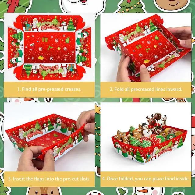 Alt view image 4 of 7 - 36 Pcs Christmas Serving Trays Christmas Popcorn Trays Christmas Food Trays Christmas Snack Trays for Christmas Party Decorations/Christmas Table Decorations