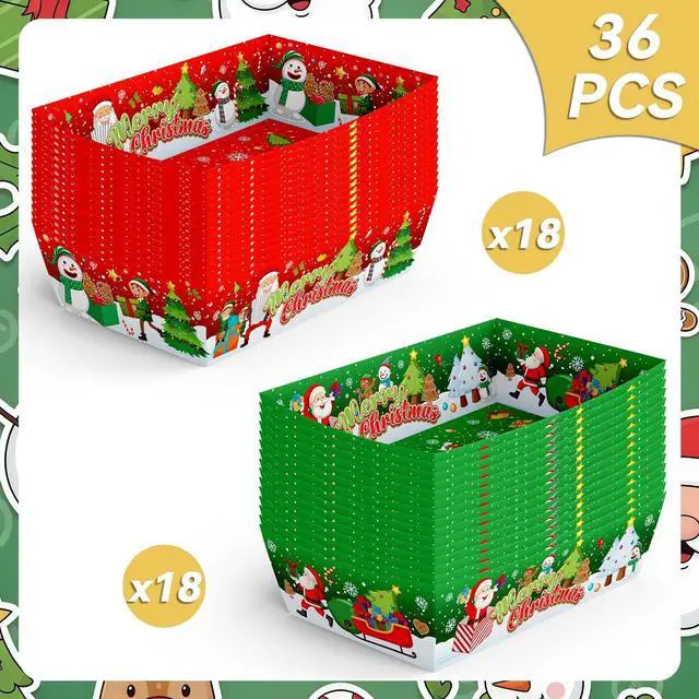 Alt view image 7 of 7 - 36 Pcs Christmas Serving Trays Christmas Popcorn Trays Christmas Food Trays Christmas Snack Trays for Christmas Party Decorations/Christmas Table Decorations