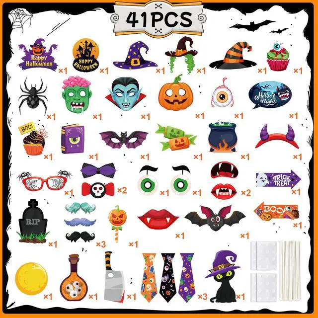 Alt view image 6 of 7 - 41pcs Halloween Party Photo Booth Props Kit for Halloween Party Decorations,Halloween Photo Booth Props,Halloween Party Photo Props,Halloween Decorations,Trick Or Treat Decorations