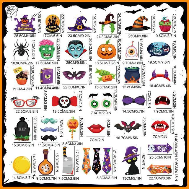 Alt view image 7 of 7 - 41pcs Halloween Party Photo Booth Props Kit for Halloween Party Decorations,Halloween Photo Booth Props,Halloween Party Photo Props,Halloween Decorations,Trick Or Treat Decorations