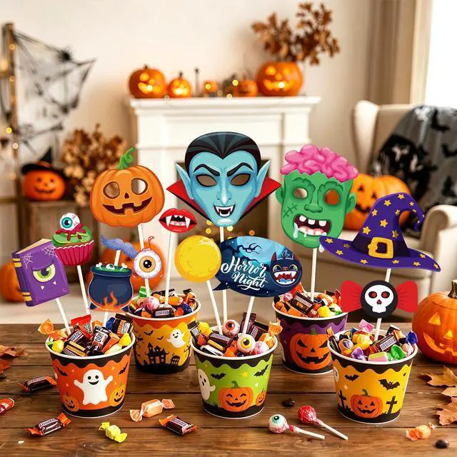 Alt view image 4 of 7 - 41pcs Halloween Party Photo Booth Props Kit for Halloween Party Decorations,Halloween Photo Booth Props,Halloween Party Photo Props,Halloween Decorations,Trick Or Treat Decorations