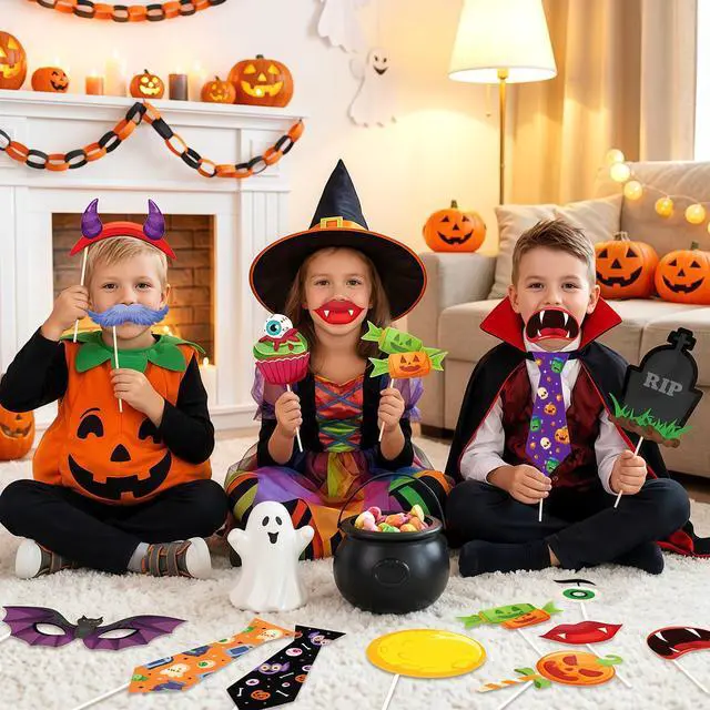 Alt view image 5 of 7 - 41pcs Halloween Party Photo Booth Props Kit for Halloween Party Decorations,Halloween Photo Booth Props,Halloween Party Photo Props,Halloween Decorations,Trick Or Treat Decorations