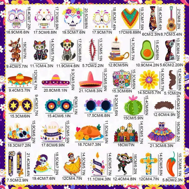 Alt view image 7 of 7 - 38 Pcs Day of the Dead Photo Booth Props, Day of the Dead Party Photo Booth Props & Day of the Dead Selfie Props for Day of the Dead party Decorations & Day of the Dead Party Supplies