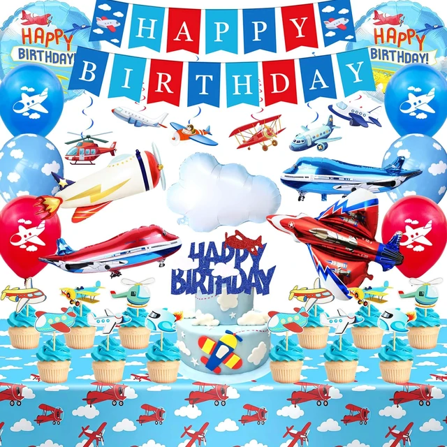 Main image of 43pcs Airplane Birthday Party Decorations, Vintage Airplane Party Decorations Set, Airplane Balloons Cake Decorations Plane Honeycomb Centerpieces etc Airplane Decorations