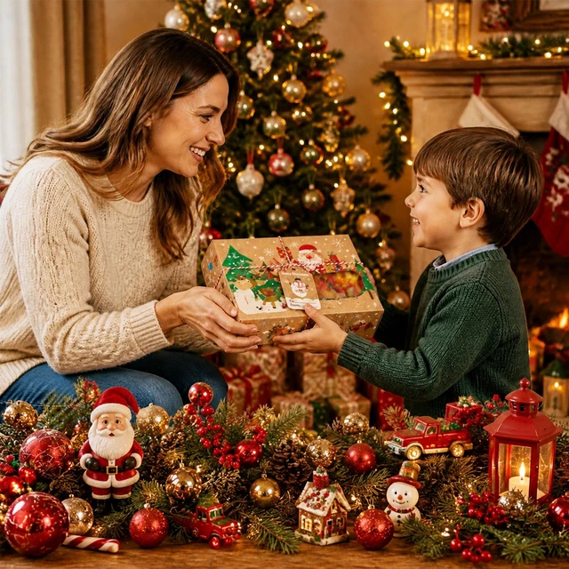 Alt view image 4 of 6 - 42 Pcs Christmas Cookie Boxes with Window, Christmas Treat Boxes, Xmas Cookie Boxes, Christmas Candy Boxes, Christmas Party Paper Boxes for Gift Cupcake Candy etc Christmas Party Giving