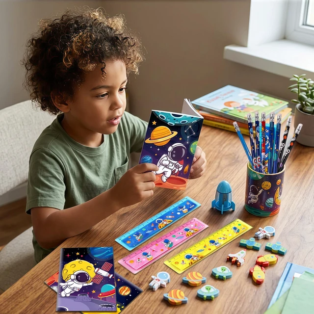 Alt view image 5 of 7 - 72 Pcs Outer Space Party Favors Set - Space Candy Bags Mini Notebooks Pencils Mini Erasers etc Space Party Favors Bags Fillers for Outer Space Party Decorations Supplies