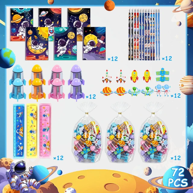 Alt view image 7 of 7 - 72 Pcs Outer Space Party Favors Set - Space Candy Bags Mini Notebooks Pencils Mini Erasers etc Space Party Favors Bags Fillers for Outer Space Party Decorations Supplies