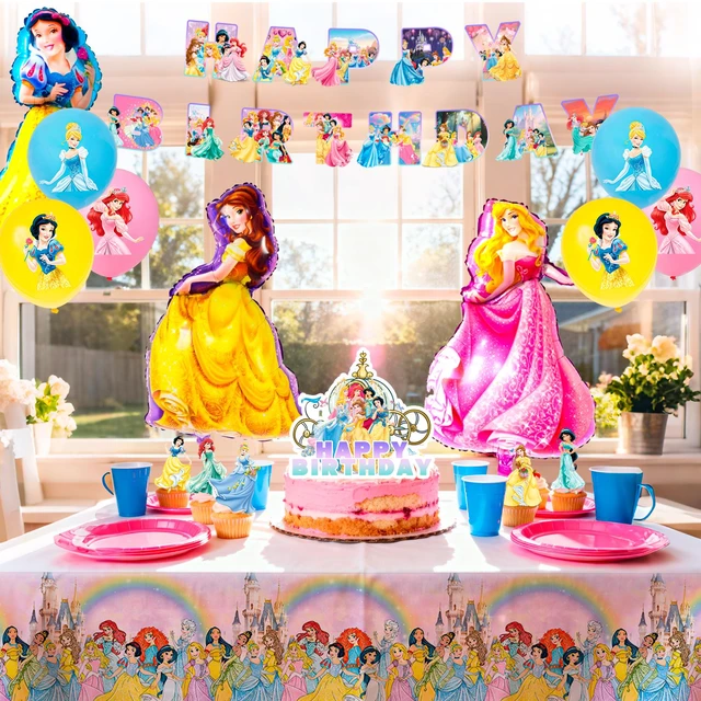 Alt view image 4 of 7 - Princess Birthday Party Supplies,31pcs Princess Decorations Set - Princess Balloon Banner & Princess Party Tablecloth etc Princess Theme Party Decorations Supplies for Girls/Kids