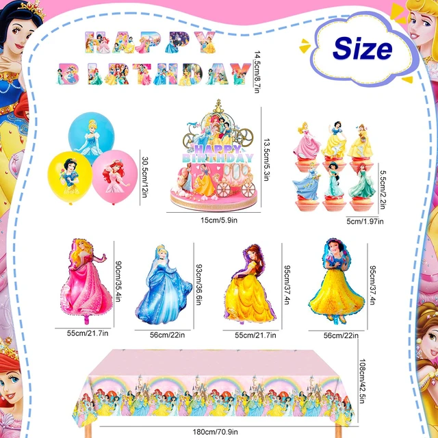 Alt view image 6 of 7 - Princess Birthday Party Supplies,31pcs Princess Decorations Set - Princess Balloon Banner & Princess Party Tablecloth etc Princess Theme Party Decorations Supplies for Girls/Kids
