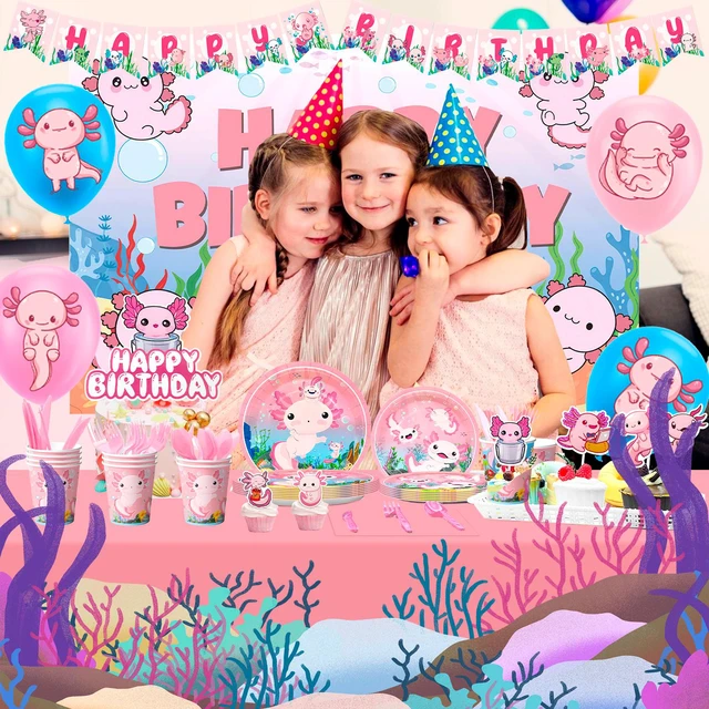 Alt view image 2 of 6 - Axolotl Birthday Decorations Party Supplies,162 Pcs Axolotl Party Decorations&Axolotl Tableware Set- Axolotl Party Plates Napkins Tableclot Backdrop Balloons Banner etc Axolotl Birthday Party Supplies
