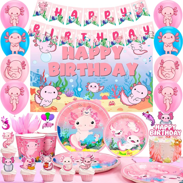 Main image of Axolotl Birthday Decorations Party Supplies,162 Pcs Axolotl Party Decorations&Axolotl Tableware Set- Axolotl Party Plates Napkins Tableclot Backdrop Balloons Banner etc Axolotl Birthday Party Supplies