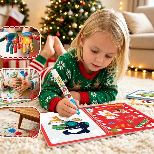 Alt view image 3 of 7 - Christmas Water-Painting Book