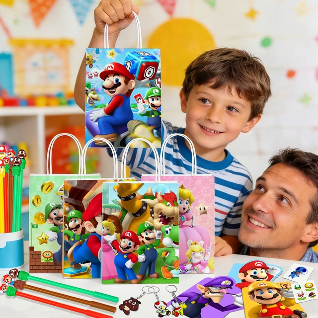 Alt view image 4 of 7 - 104 Pcs Super Mario Party Favors Set ,Super Mario Birthday Party Favors- Mario Party Diy Stickers Key Chains Seals Pens Temporary Tattoo etc Mario Birthday Favors for Mario Birthday Party Supplies