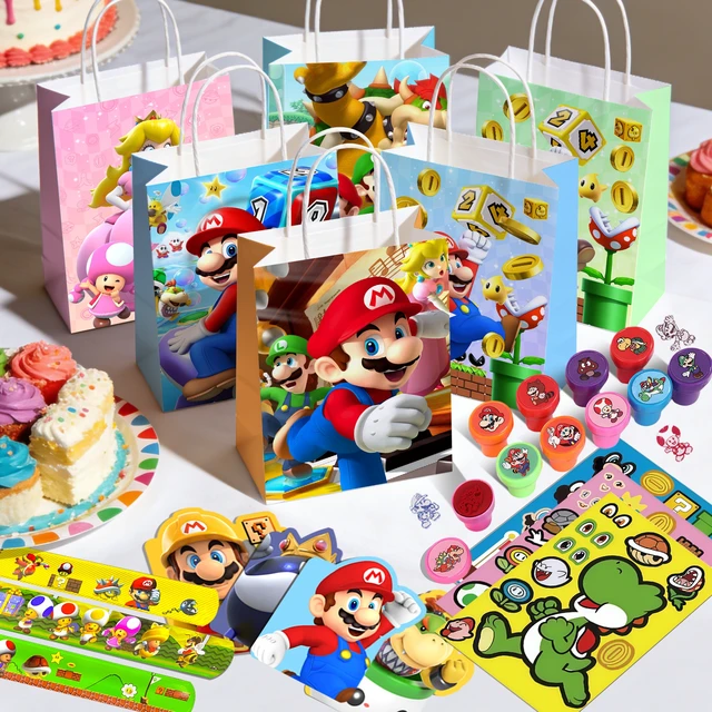 Alt view image 2 of 7 - 104 Pcs Super Mario Party Favors Set ,Super Mario Birthday Party Favors- Mario Party Diy Stickers Key Chains Seals Pens Temporary Tattoo etc Mario Birthday Favors for Mario Birthday Party Supplies