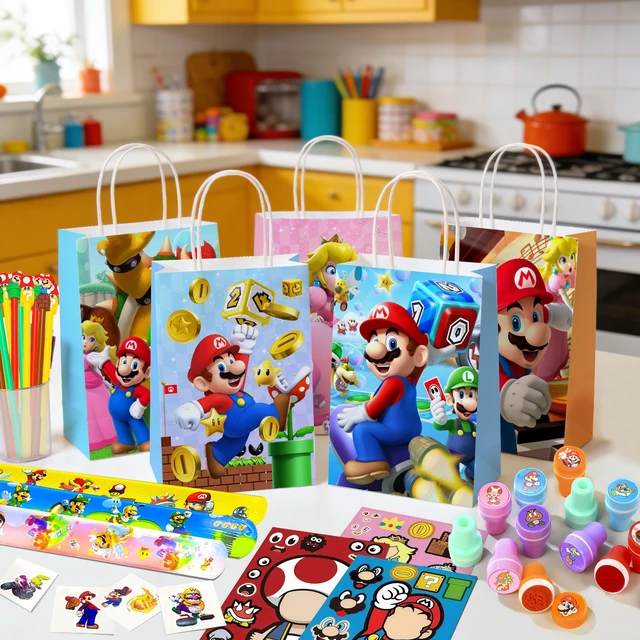 Alt view image 3 of 7 - 104 Pcs Super Mario Party Favors Set ,Super Mario Birthday Party Favors- Mario Party Diy Stickers Key Chains Seals Pens Temporary Tattoo etc Mario Birthday Favors for Mario Birthday Party Supplies