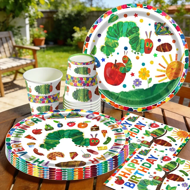 Alt view image 5 of 7 - 150 Pcs Caterpillar Party Tableware Set,The Very Hungry Caterpillar Party Supplies-Very Hungry Caterpillar Napkins Cups & Caterpillar Party Paper Plates etc Hungry Caterpillar Birthday Party Tableware