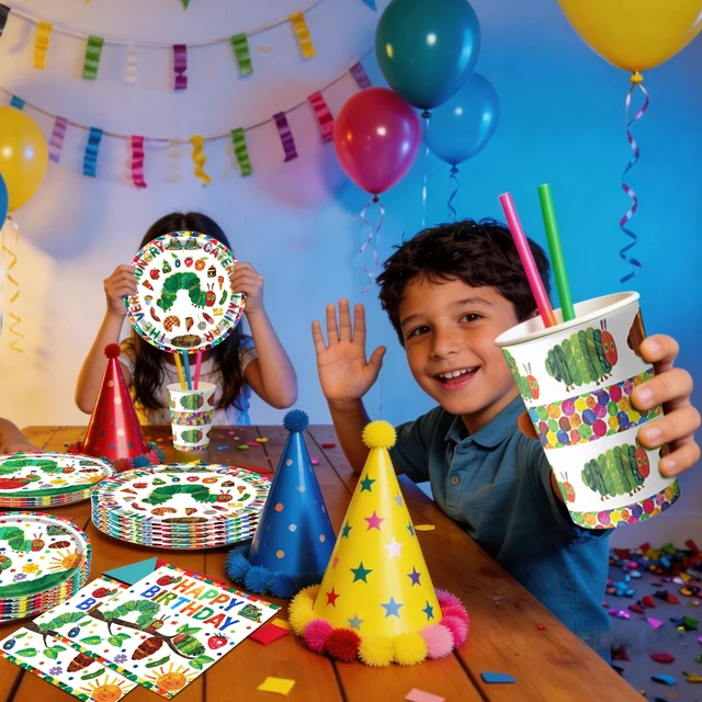 Alt view image 3 of 7 - 150 Pcs Caterpillar Party Tableware Set,The Very Hungry Caterpillar Party Supplies-Very Hungry Caterpillar Napkins Cups & Caterpillar Party Paper Plates etc Hungry Caterpillar Birthday Party Tableware