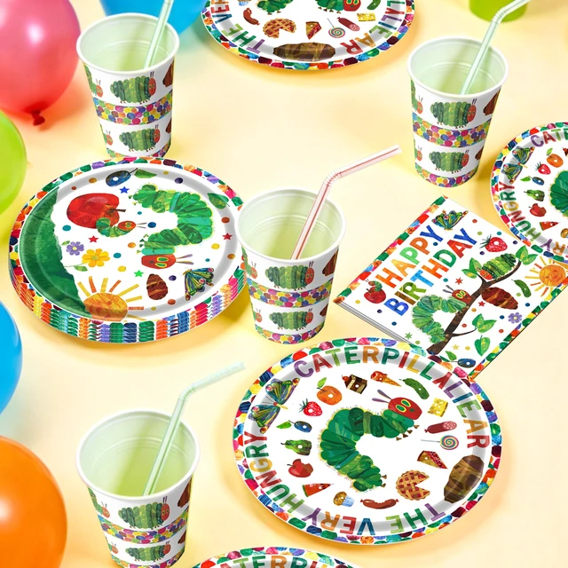 Alt view image 4 of 7 - 150 Pcs Caterpillar Party Tableware Set,The Very Hungry Caterpillar Party Supplies-Very Hungry Caterpillar Napkins Cups & Caterpillar Party Paper Plates etc Hungry Caterpillar Birthday Party Tableware