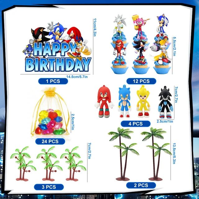 Alt view image 6 of 6 - 46 Pcs Sonic Cake Decorations Set - Sonic Party Cake Toppers&Sonic Cupcake Toppers&Sonic Character Models&Colored Gemstones etc Sonic Cake Party Decorations for Sonic Birthday Party Decorations