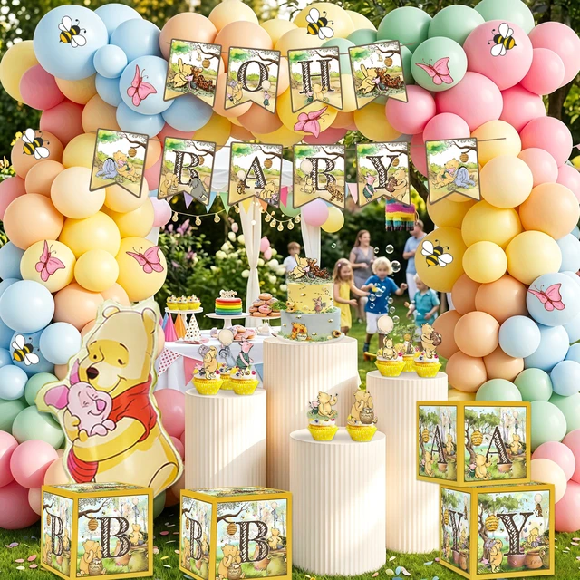 Alt view image 5 of 7 - 134 Pcs Winnie the Pooh Party Decorations Set,Winnie the Pooh Birthday Party Supplies - Winnie the Pooh cake toppers Balloons Backdrop etc Winnie the Pooh Birthday Party Decorations