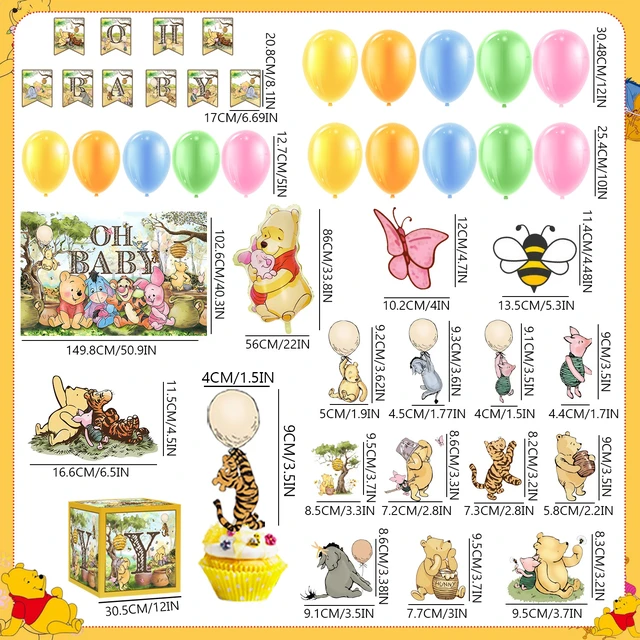 Alt view image 7 of 7 - 134 Pcs Winnie the Pooh Party Decorations Set,Winnie the Pooh Birthday Party Supplies - Winnie the Pooh cake toppers Balloons Backdrop etc Winnie the Pooh Birthday Party Decorations