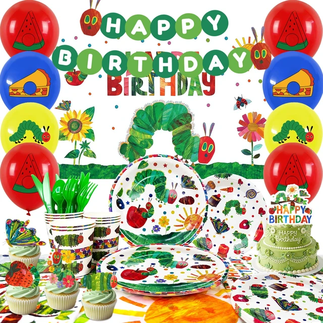 Main image of 82 Pcs Hungry Caterpillar Birthday Decorations & Tableware Set,The Very Hungry Caterpillar Party Supplies - Hungry Caterpillar Party Plates Tablecloth Backdrop etc Hungry Caterpillar Decorations