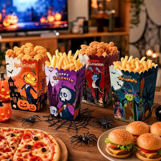 Alt view image 5 of 7 - 24 Pcs Halloween Popcorn Boxes Halloween Popcorn Bags Treat Boxes Halloween Party Popcorn Boxes Trick or Treat Candy Popcorn Boxes for Halloween Movie Night Supplies or Halloween Party Decorations