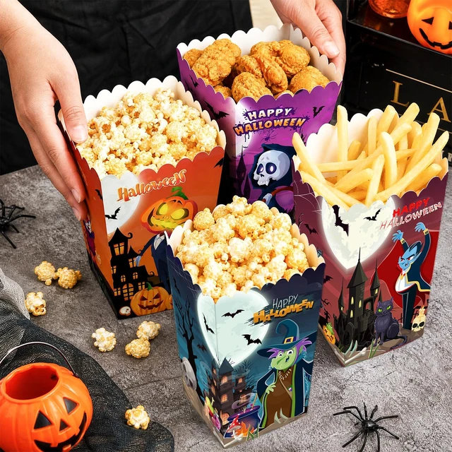 Alt view image 4 of 7 - 24 Pcs Halloween Popcorn Boxes Halloween Popcorn Bags Treat Boxes Halloween Party Popcorn Boxes Trick or Treat Candy Popcorn Boxes for Halloween Movie Night Supplies or Halloween Party Decorations