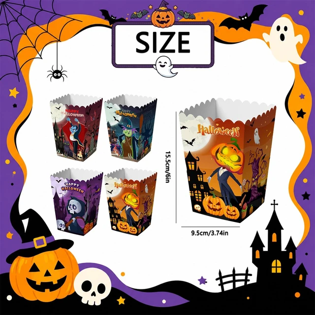 Alt view image 7 of 7 - 24 Pcs Halloween Popcorn Boxes Halloween Popcorn Bags Treat Boxes Halloween Party Popcorn Boxes Trick or Treat Candy Popcorn Boxes for Halloween Movie Night Supplies or Halloween Party Decorations