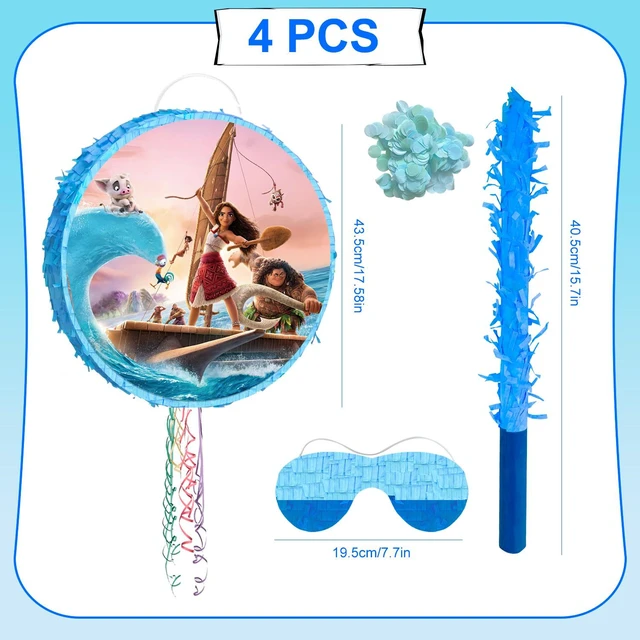 Alt view image 7 of 7 - 4 Pcs Moana Pinata, Moana Pinata Set - Moana Themed Pinata, Moana Party Pinata Sticks, Moana Party Game Eye Mask and other Moana Pinata Supplies for Moana Birthday Party Decorations