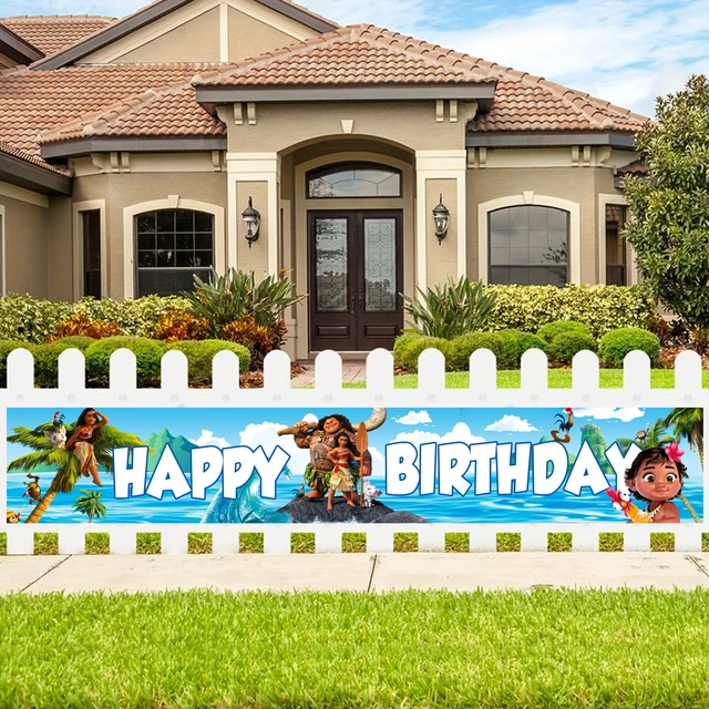 Alt view image 3 of 6 - 118''x19.6'' Moana Fence Banners, Moana Yard Banner Sign, Moana Outdoor Banner, Moana Party Fence Banners for Indoor/Outdoor Disney Moana Party Decorations/Moana Birthday Decorations