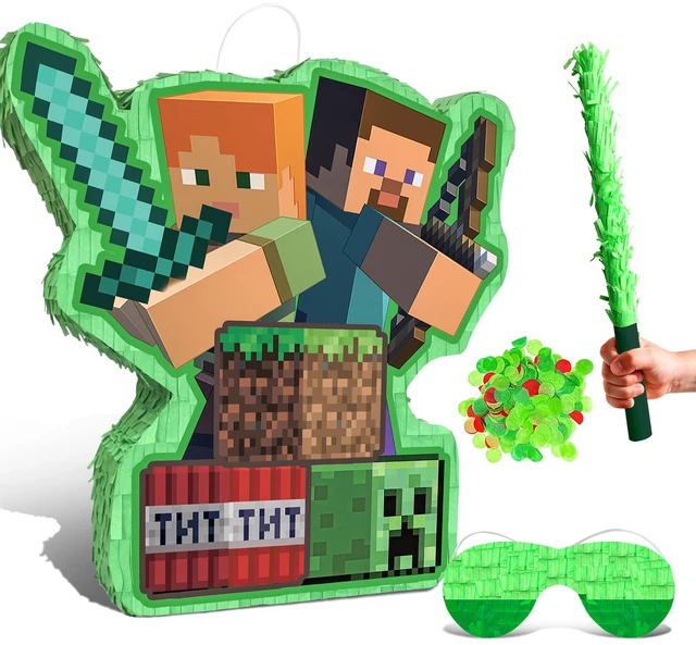 Main image of 4 Pcs Minecraft Pinata Set - 16" Minecraft Party Pinata & Minecraft Pinata Sticks & Minecraft Pinata Game Eye Mask etc Minecraft Pinata Supplies for Minecraft Birthday Party Decorations