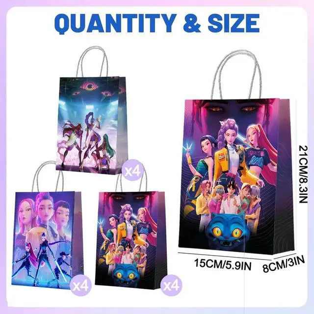 Alt view image 2 of 7 - 12 Pcs KPop Party Favors Demon Music Hunter Party Supplies Gift Bags Loot Bags