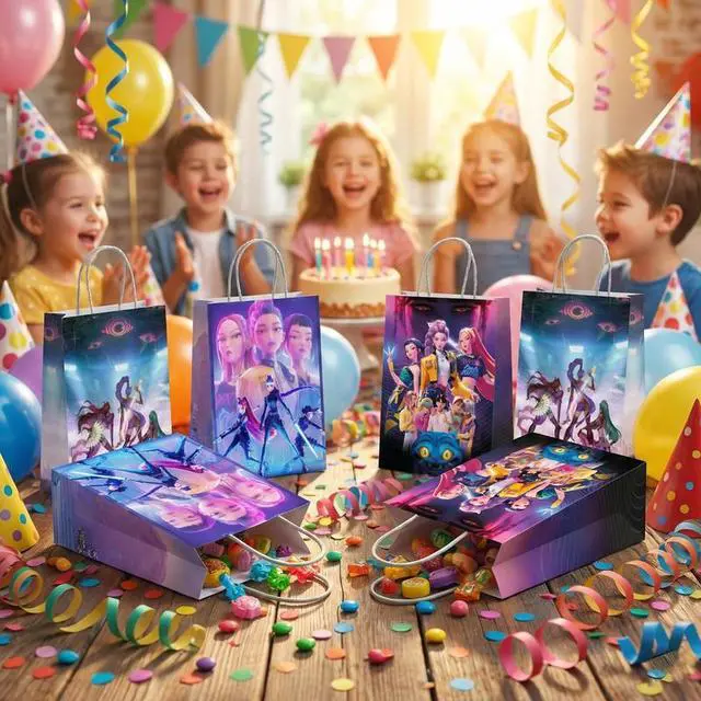 Alt view image 6 of 7 - 12 Pcs KPop Party Favors Demon Music Hunter Party Supplies Gift Bags Loot Bags