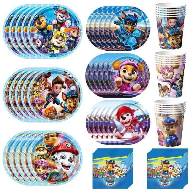 Main image of Paw Patrol Party Supplies, 120 Pcs Paw Patrol Party Tableware Set - Paw Patrol Party Plates Napkins Cups Paw Patrol Birthday Decorations for Boys/Girls, Serves 30