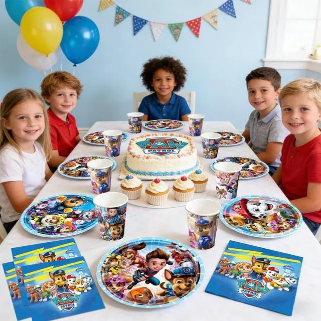 Alt view image 4 of 7 - Paw Patrol Party Supplies, 120 Pcs Paw Patrol Party Tableware Set - Paw Patrol Party Plates Napkins Cups Paw Patrol Birthday Decorations for Boys/Girls, Serves 30