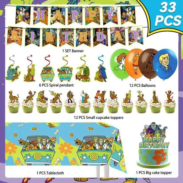 Alt view image 2 of 7 - 33 Pcs ScoobyDoo Party Decorations - ScoobyDoo Party Balloons&ScoobyDoo Birthday Banner Cake Toppers Tablecloth etc ScoobyDoo Birthday Party Decorations for ScoobyDoo Birthday Decorations