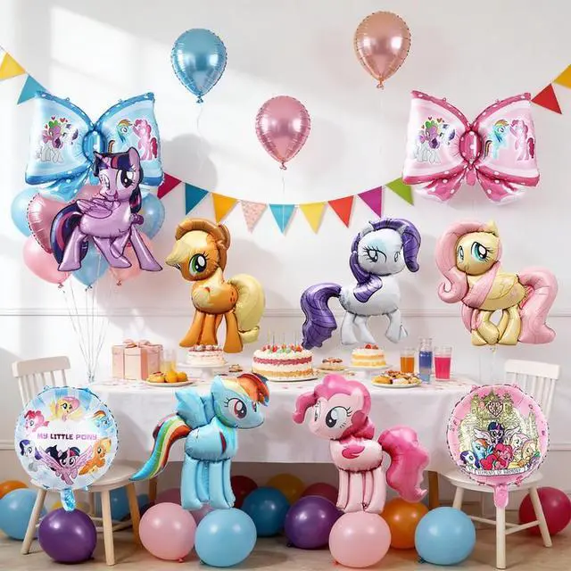 Alt view image 3 of 7 - My Little Pony Party Decorations Balloons, 10 Pcs My Little Pony Foil Balloons-Bow Foil Balloon & Round Foil Balloons etc My Little Pony Foil Balloons for Kids My Little Pony Birthday Party Decoration