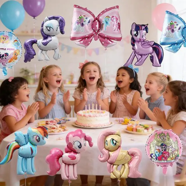 Alt view image 4 of 7 - My Little Pony Party Decorations Balloons, 10 Pcs My Little Pony Foil Balloons-Bow Foil Balloon & Round Foil Balloons etc My Little Pony Foil Balloons for Kids My Little Pony Birthday Party Decoration