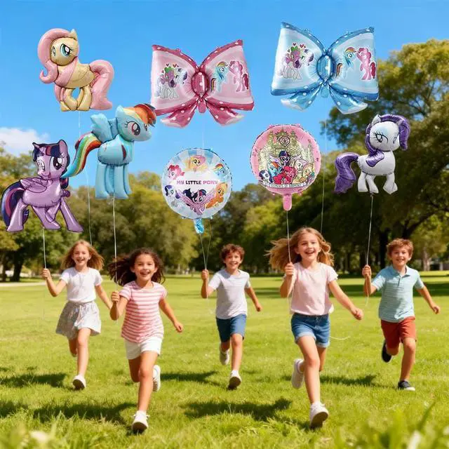 Alt view image 6 of 7 - My Little Pony Party Decorations Balloons, 10 Pcs My Little Pony Foil Balloons-Bow Foil Balloon & Round Foil Balloons etc My Little Pony Foil Balloons for Kids My Little Pony Birthday Party Decoration