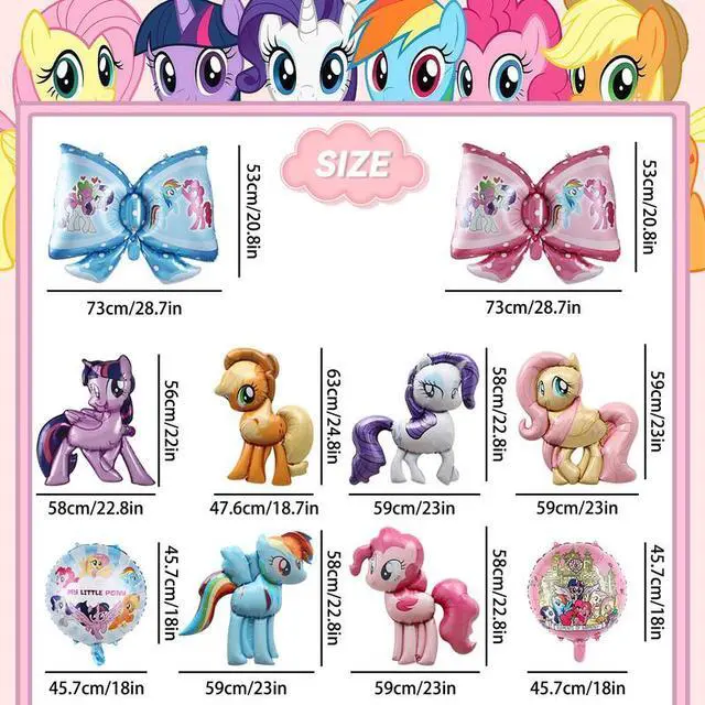 Alt view image 7 of 7 - My Little Pony Party Decorations Balloons, 10 Pcs My Little Pony Foil Balloons-Bow Foil Balloon & Round Foil Balloons etc My Little Pony Foil Balloons for Kids My Little Pony Birthday Party Decoration